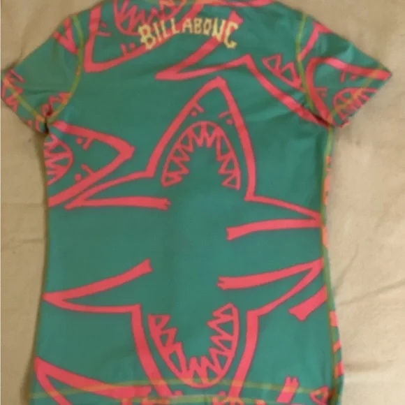 Billabong Teal and Pink Rash Guard - Picture 2 of 3
